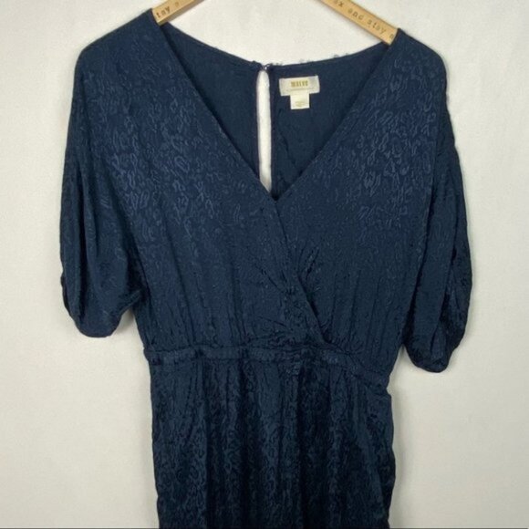 Anthropologie Maeve Jacquard Jumpsuit Blue Navy Blue Size Small Bohemian Wide S - Picture 11 of 15
